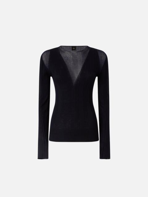 PINKO LIGHTWEIGHT RIBBED KNIT WITH SHEER DETAILS