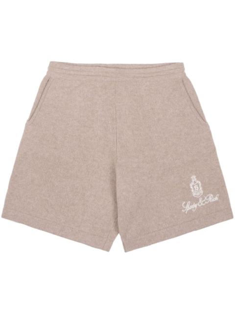 Sporty & Rich Vendome logo-embroidered cashmere shorts