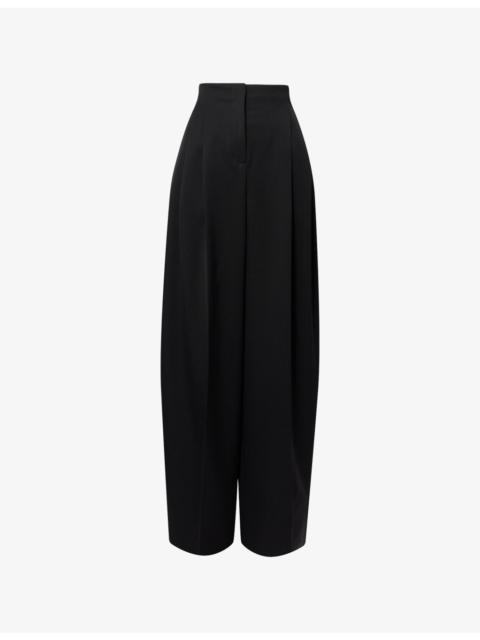 MUGLER Pleated Wide-Leg Wool Trousers
