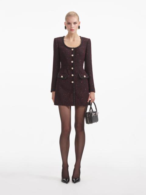 self-portrait Knit Contrast Collar Mini Dress | forward
