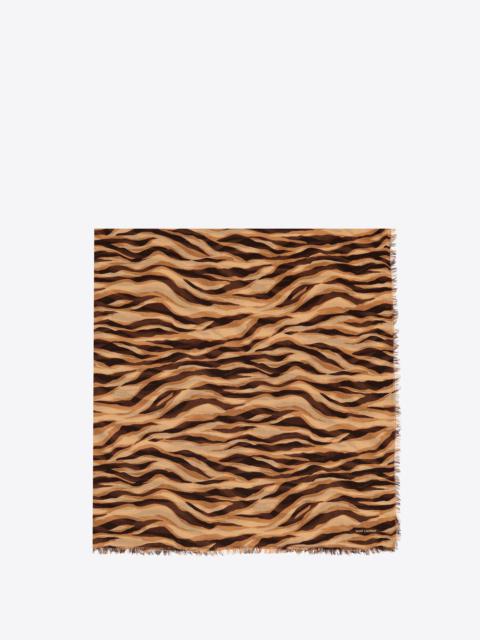 large tiger-print scarf in cashmere blend