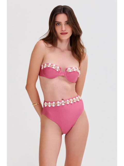 PatBO SEASHELL LYCRA EMBROIDERED BIKINI BOTTOM