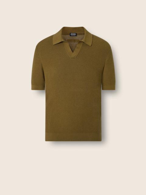 ZEGNA OLIVE GREEN PREMIUM COTTON POLO SHIRT