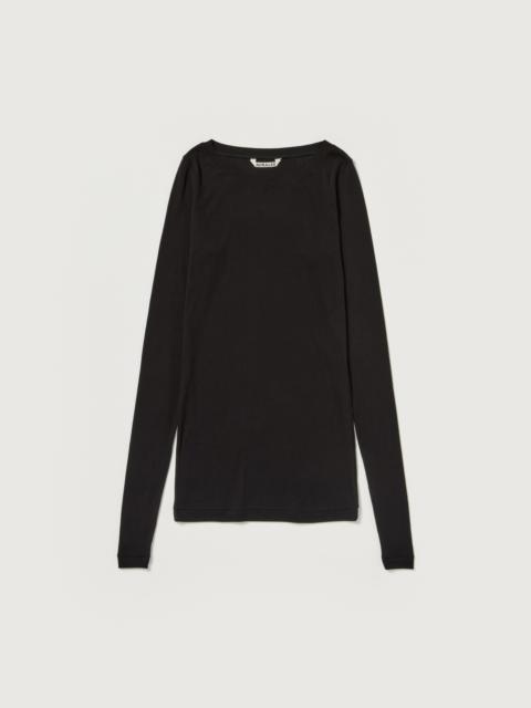 AURALEE SUPER HIGH GAUGE SHEER RIB WIDE-NECK L/S TEE