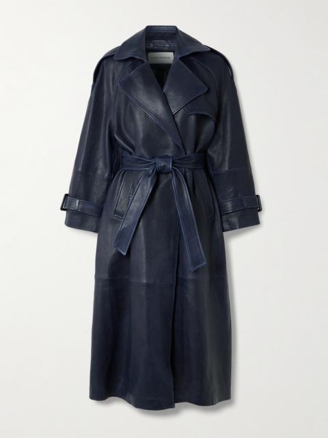 NOUR HAMMOUR Claudia Belted Textured-leather Trench Coat
