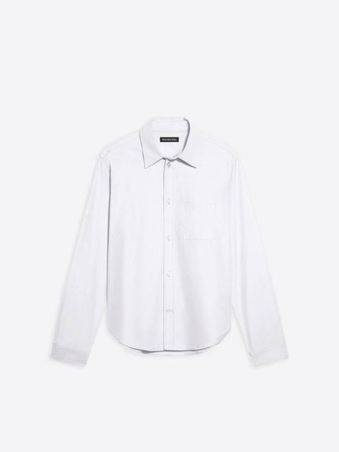 BALENCIAGA Men's Hi My Name Is Large Fit Shirt  in White