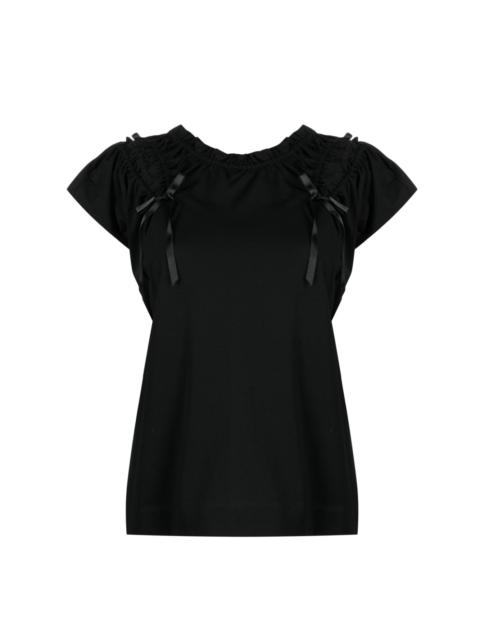Simone Rocha bow-embellished cut-out cotton top