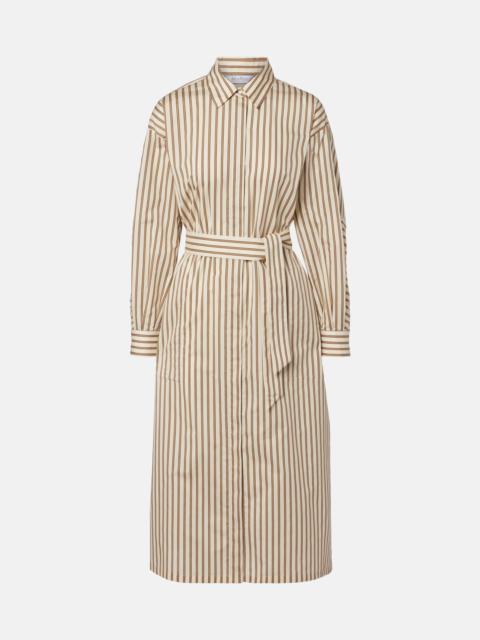 Max Mara Lord striped belted cotton and silk shirt dress