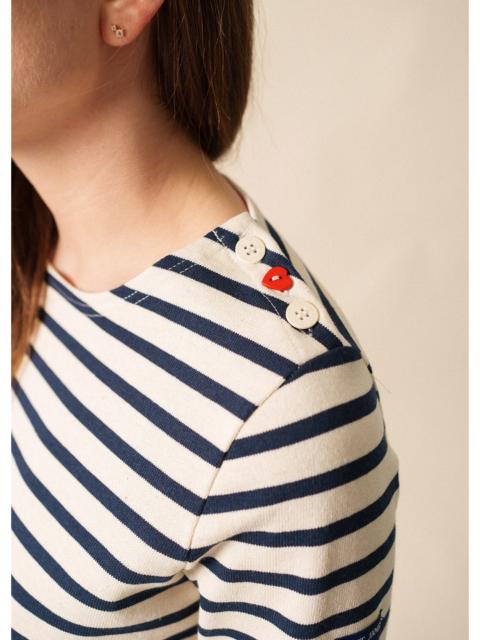 SAINT JAMES MERIDAME COEUR - Breton Striped Shirt with Heart-Shaped Buttons | Heavyweight Cotton | Women Fit