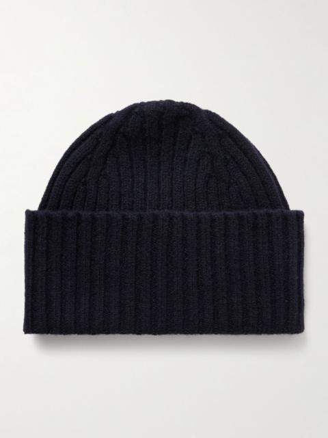 Drake's Ribbed Wool Beanie Blue
