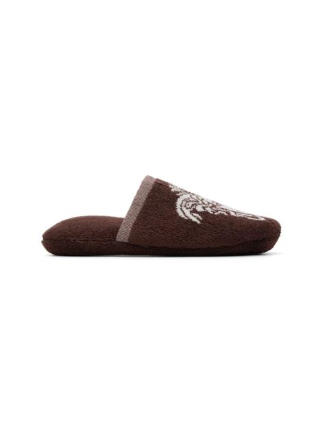 VERSACE Brown Cotton-Terry Jacquard Slippers