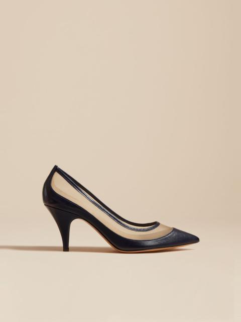 KHAITE The River Mesh Pump in Midnight Leather