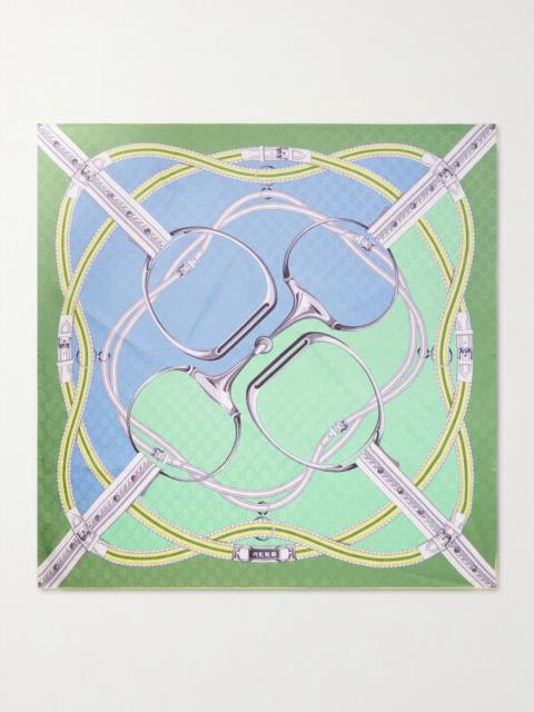 GUCCI Printed Silk-twill Jacquard Scarf