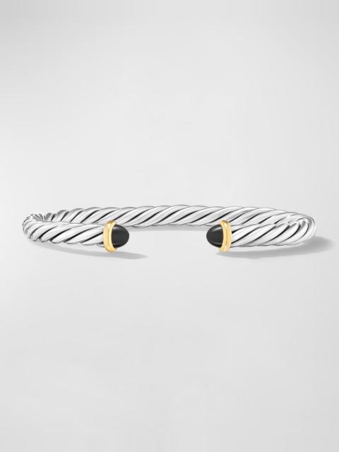 DAVID YURMAN Men's Cable Flex Cuff Bracelet with Gemstone and 14K Gold in Silver, 6mm