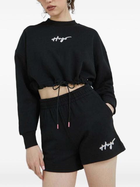 HUGO logo-detail drawstring sweatshirt