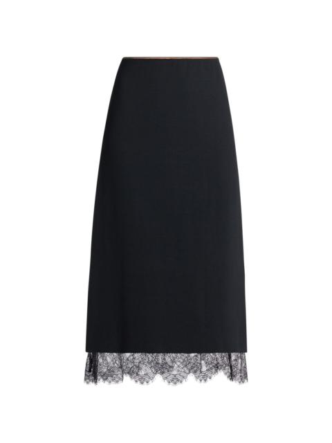 lace paneled straight skirt