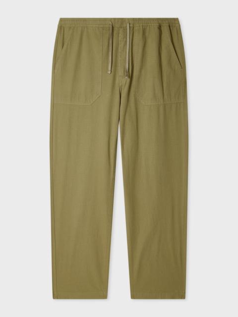 Paul Smith Khaki Green Ripstop Drawstring-Waist Trousers