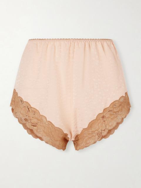 Chloé Lace-trimmed Silk-jacquard Shorts