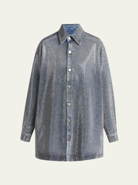 Stella McCartney Crystal Hotfix Denim Overshirt