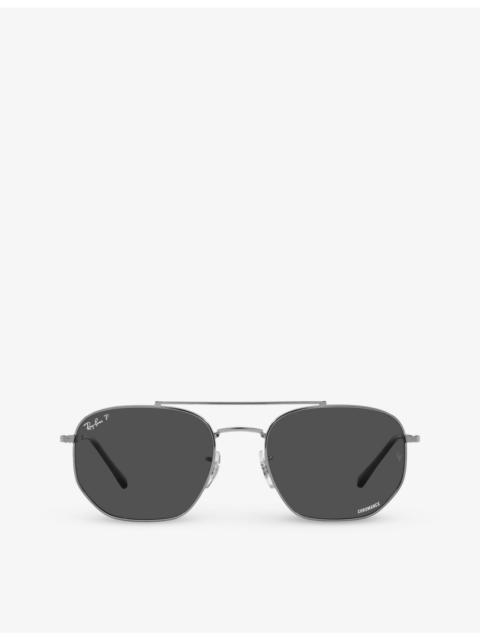 Ray-Ban RB3707 irregular-shape gunmetal sunglasses