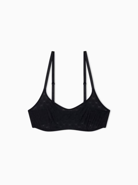 EMPORIO ARMANI UNPADDED JERSEY BRALETTE WITH A DIAMOND MONOGRAM PATTERN