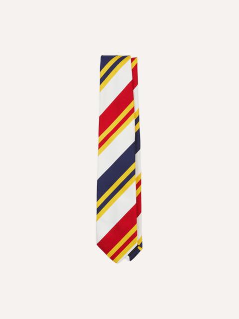 Drake's White, Navy, Yellow and Red Wide Stripe Repp Silk Tipped Tie