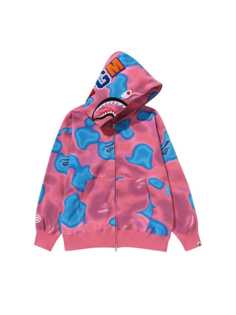 A BATHING APE® BAPE Liquid Camo Shark Relaxed Fit Full Zip Hoodie 'Pink'