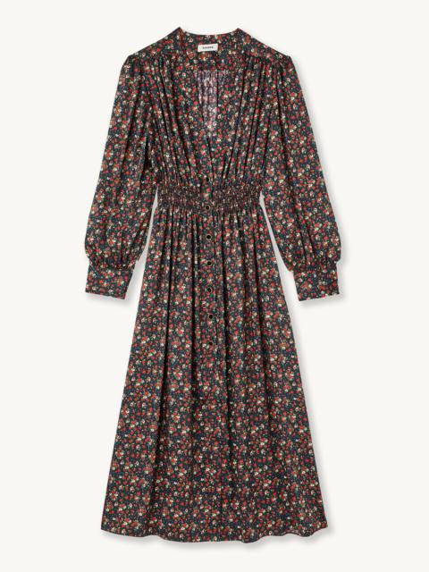 Sandro Long flowing dress with a floral print