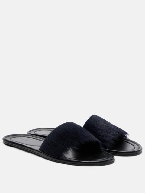 The Row Malick calf hair slides