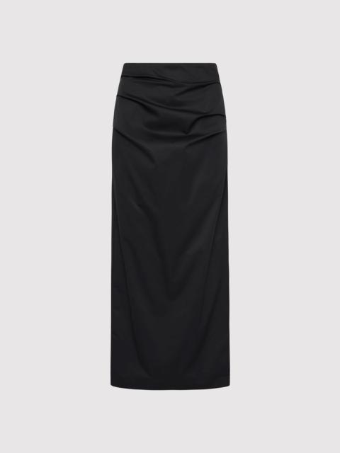 Cotton Tuck Midi Skirt - Black