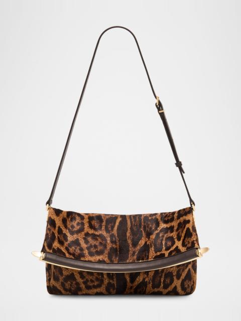 Tod's Magenta Animal-Print Calf Hair Shoulder Bag