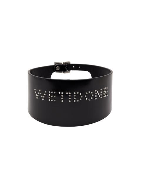 We11done Black Small Leather Logo Stud Choker