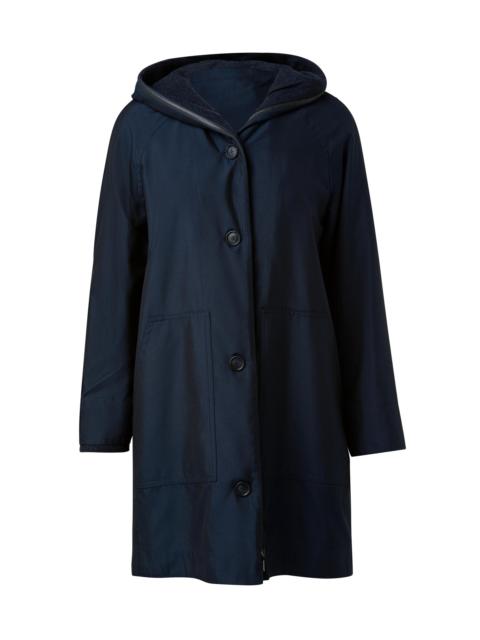 AKRIS Women's Bellevue 2-in-1 Cashmere & Silk Poplin Short Coat - Navy