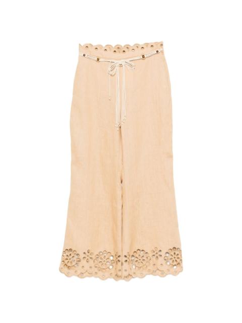Zimmermann eyelet-detail tie-fastening trousers