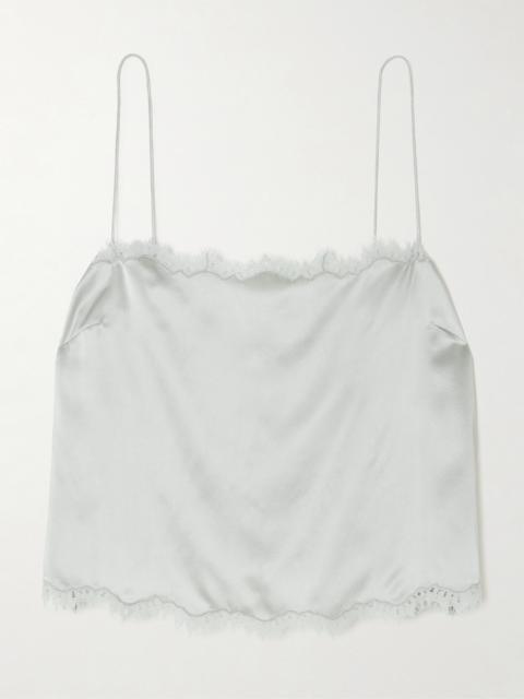 DÔEN Loure Lace-trimmed Silk-satin Top