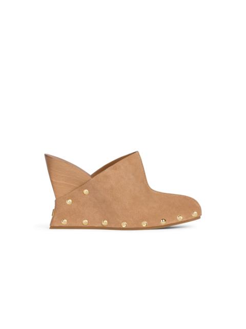Balmain Wedge clogs in wood and suede