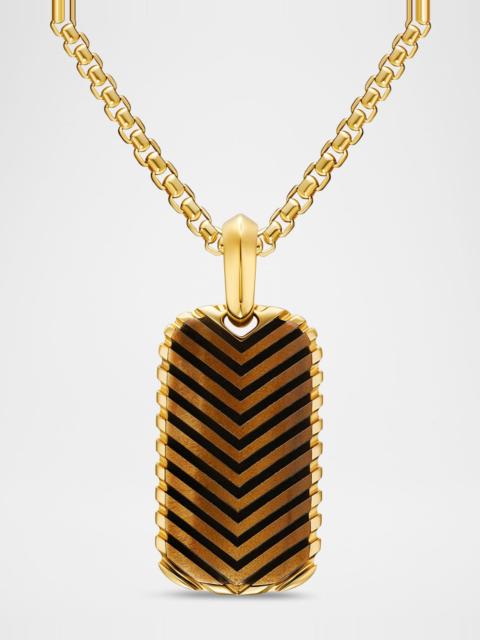 DAVID YURMAN Men's Chevron Tag Enhancer in 18K Gold with Tigers Eye, 27mm