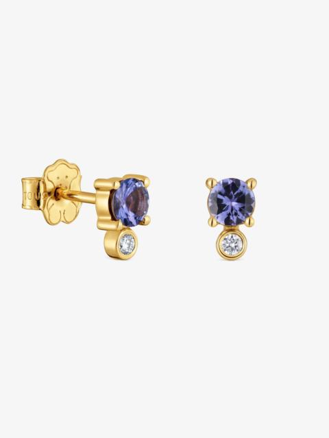 TOUS 9kt gold, diamond and tanzanite Earrings TOUS Bucle