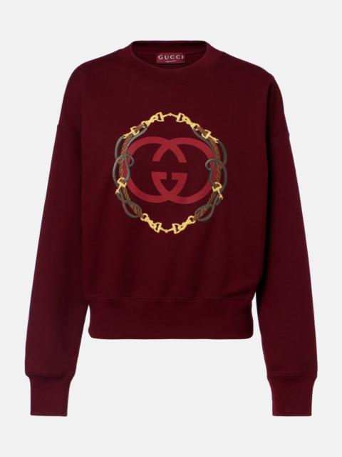 GUCCI Logo embroidered cotton sweatshirt