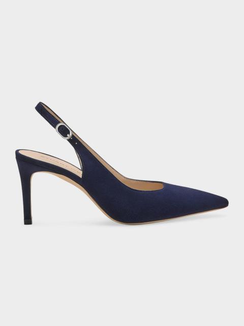 Stuart Weitzman 75mm Stuart Power Suede Slingback Pumps