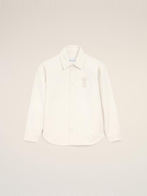 AMI Paris WHITE COTTON KNITTED AMI DE COEUR OVERSHIRT