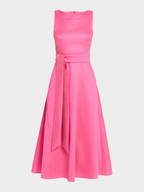 BADGLEY MISCHKA Sleeveless Bateau-Neck Gazar Midi Dress