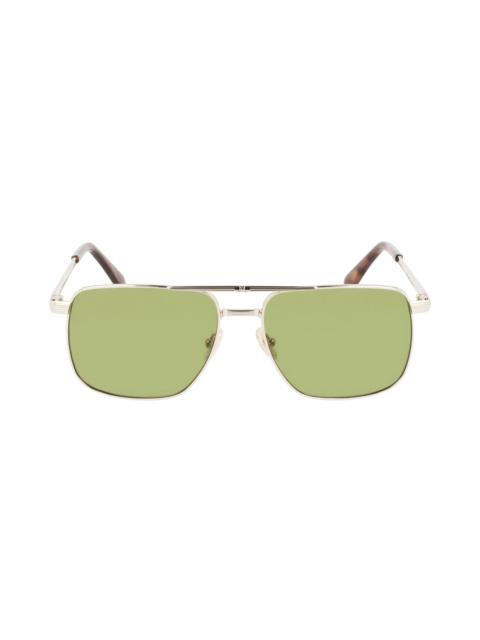 JL 58mm Rectangular Sunglasses in Gold /Green