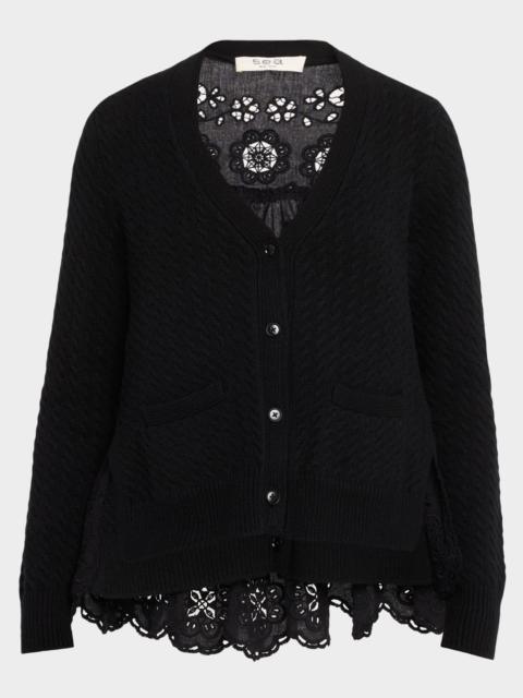Sea Shanna Lace-Panel Cardigan