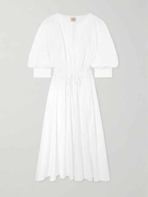 Tod's Gathered Tie-front Cotton-poplin Midi Dress