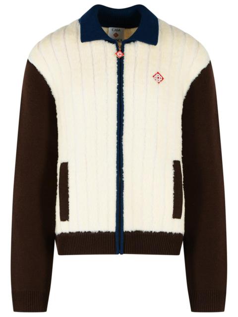 CASABLANCA Casablanca Café Culture Wool Fleece Jacket White