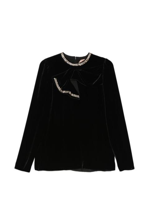 N°21 crystal-embellished bow-detail top