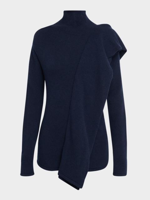 ZANKOV Melissime Turtleneck Wool-Cashmere Ruffle Sweater