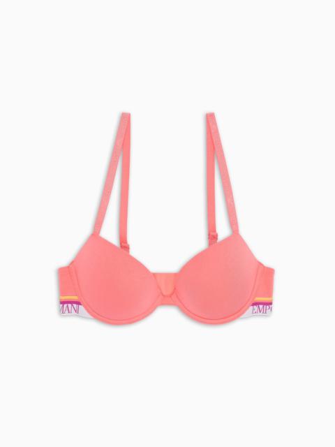 EMPORIO ARMANI ASV ICONIC ORGANIC-COTTON PUSH-UP BRA WITH LOGO UNDERBAND