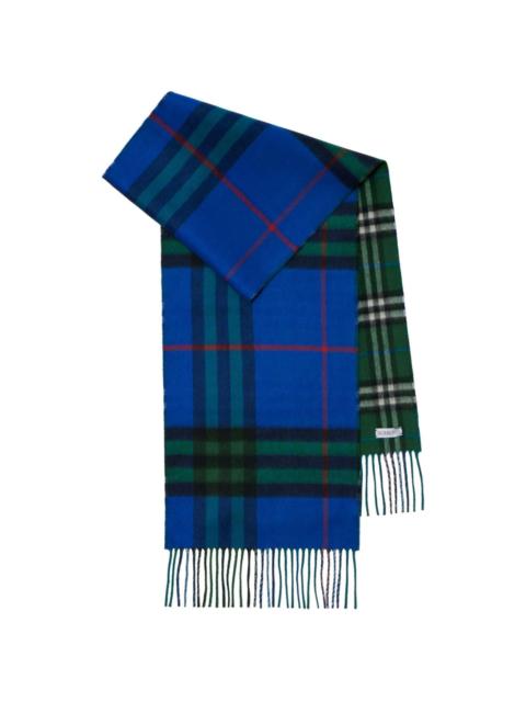 reversible checked cashmere scarf